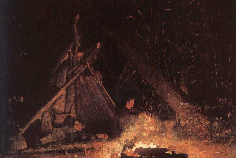 Winslow Homer Campfire Norge oil painting art